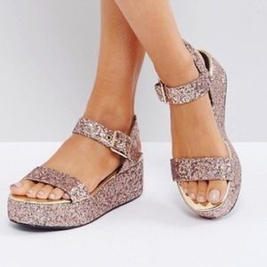 Asos Toucan glitter wedge platform sandal